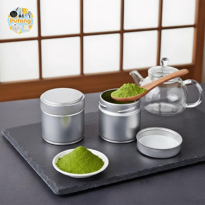 Pufang2m.th 1 ชิ้นแบบพกพา Mini Matcha ผงสามารถ Thi Tinplate ชาปิดผนึก Jar เครื่องเทศกล่องเก็บคอนเทนเ