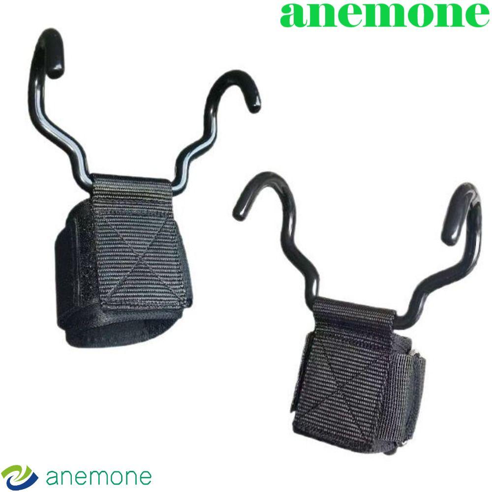 ANEMONE 1 PC/คู่ยกน้ําหนัก Grip Hook,ดึงลื่นเสริม Power Wrist Guard,สายรัดข้อมือปรับ 1 คู่ตะขอเหล็กส