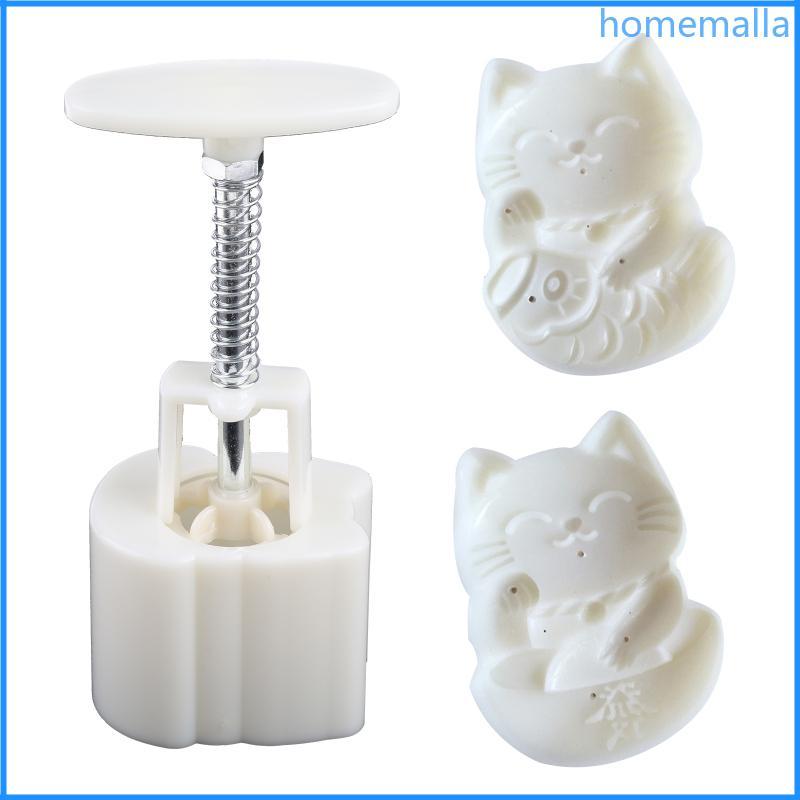 HO วัสดุพลาสติกแม่พิมพ์ขนมไหว้พระจันทร์ 50g Lucky สําหรับแสตมป์รูปแมวเค้กดวงจันทร์ Moulds สําหรับอบข
