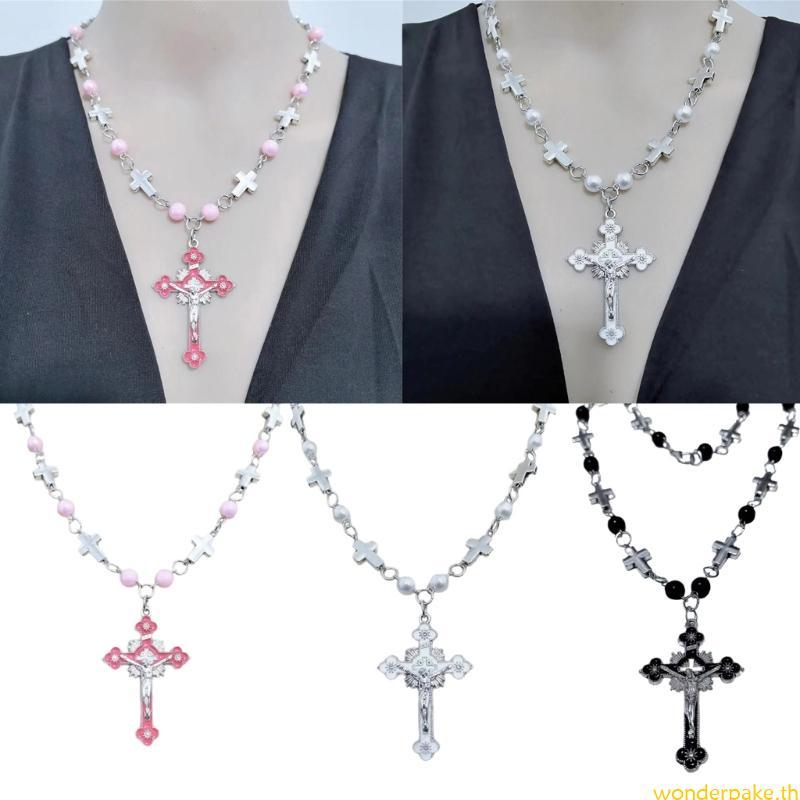 Wonder Handmade Pearls ลูกปัดสร้อยคอลูกประคําสร้อยคอจี้ข้ามคาทอลิกism
