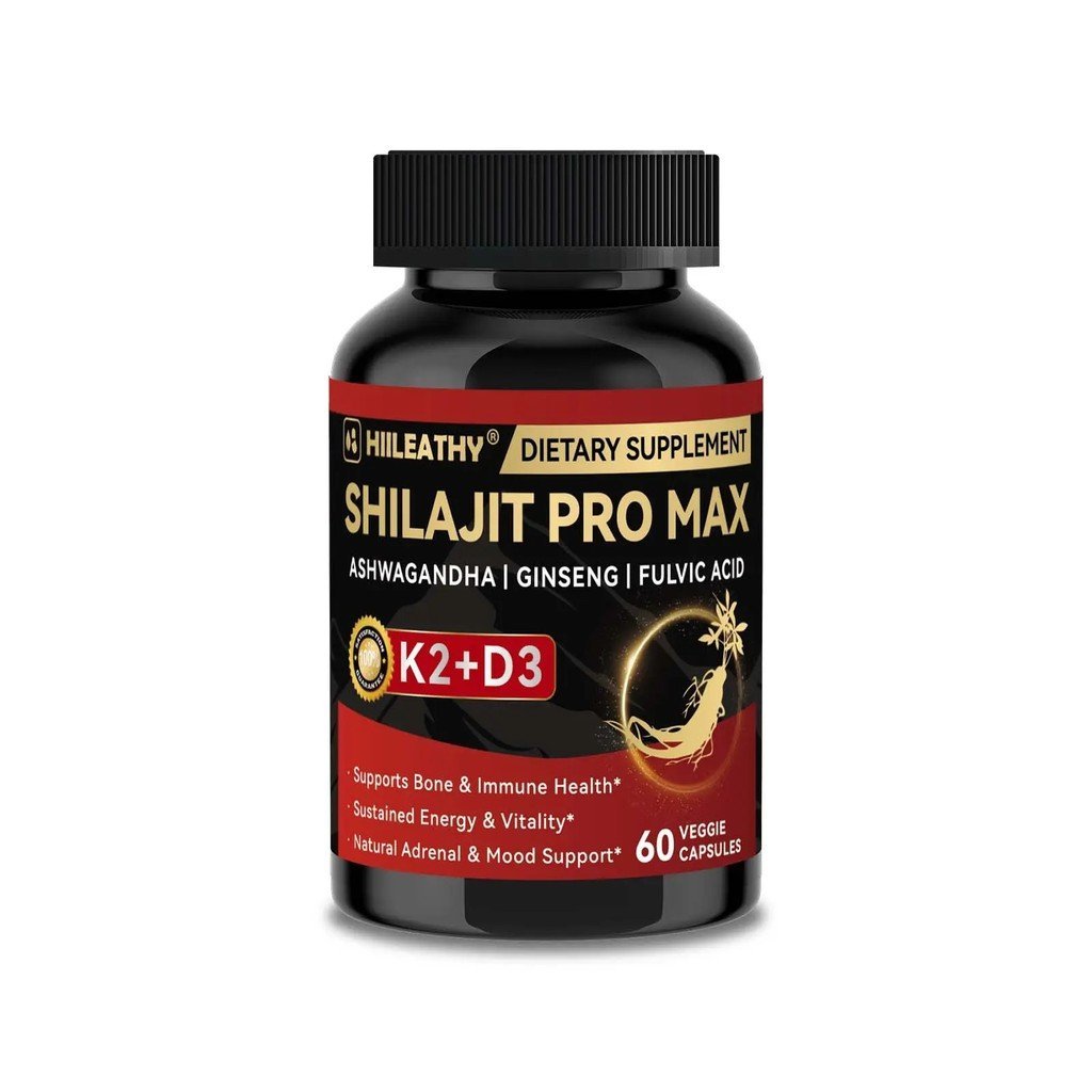 HIILEATHY Shilajit Pro Max (60 แคปซูล) - พร้อมวิตามิน K2 & D3 - 84+ Minerals & Fulvic Acid - รองรับ 