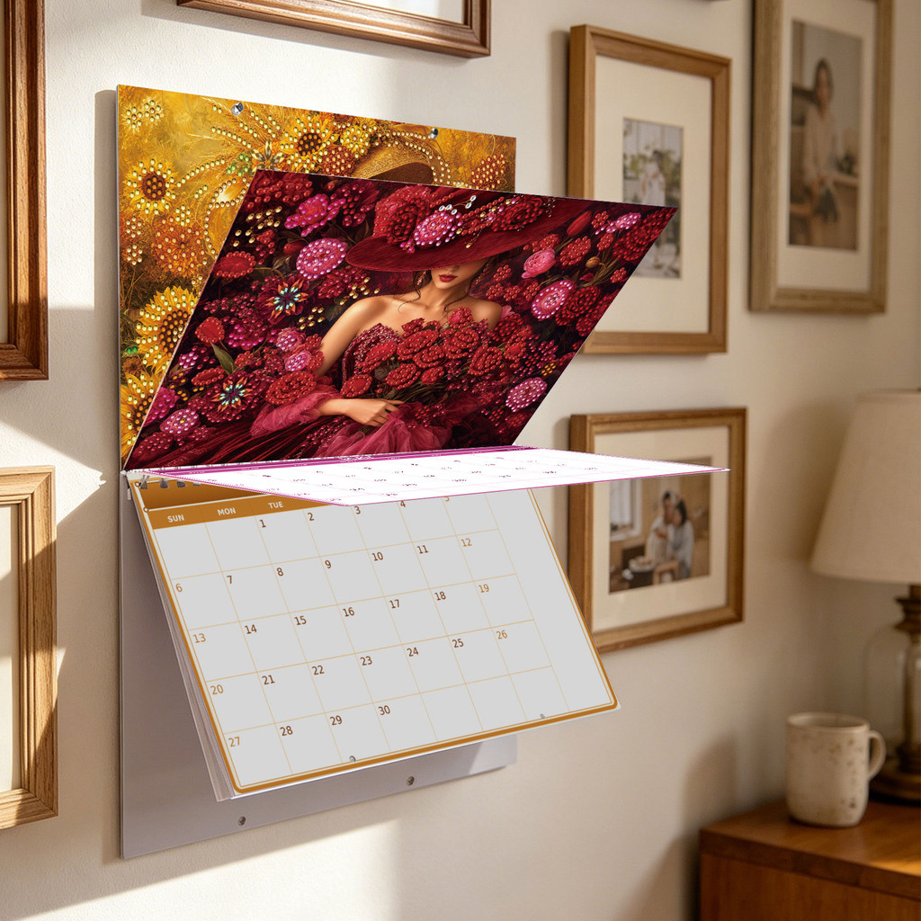 2027 DIY Rhinestone ปฏิทินติดผนังสําหรับผู้ใหญ่ 11.81x9.45 นิ้วสําหรับ Home Business Office Planer D