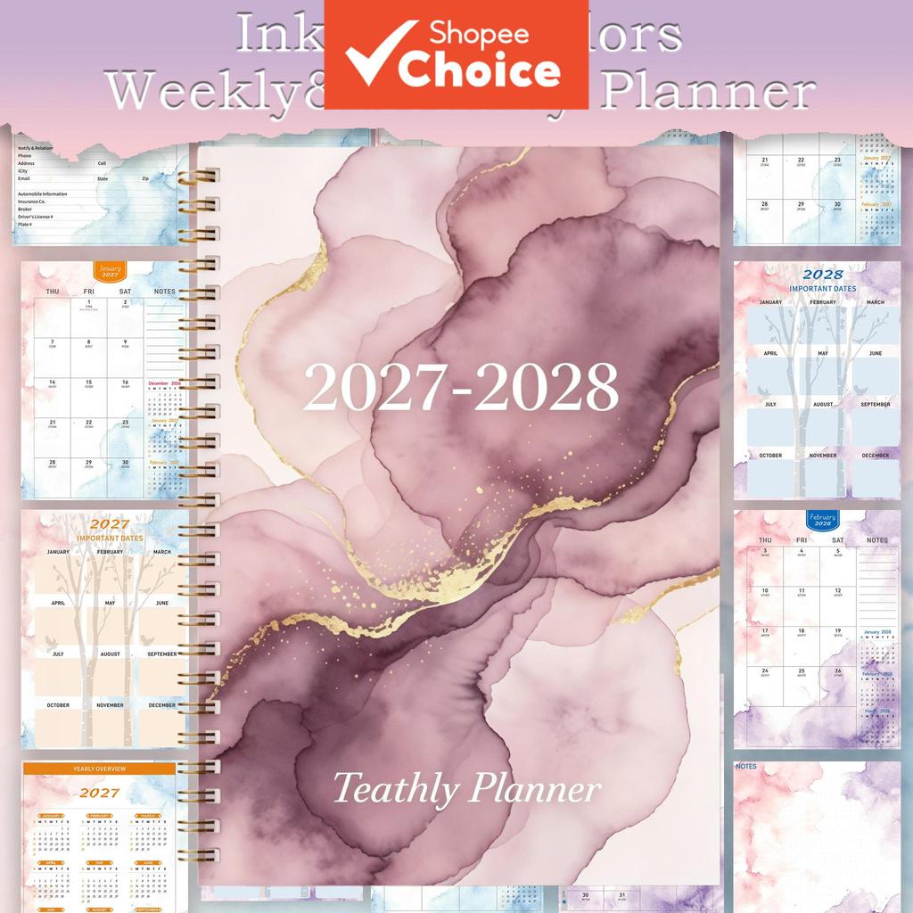 Back To School Teacher Spiral Calendar Notebook 2027-2028 Weekly Planner รายเดือน 2027 Gift Agenda S