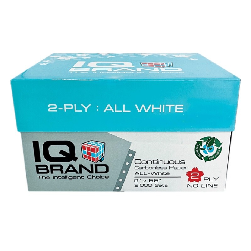 IQ กระดาษต่อเนื่องเคมีขาว ขนาด 9 x 5.5 นิ้ว 2 ชั้น