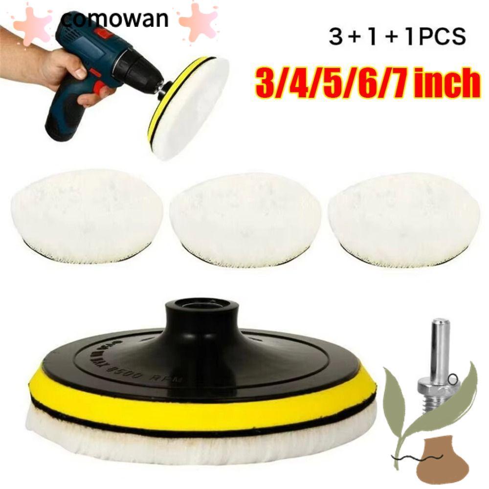 KOWAN 5 ชิ้นชุดแผ่นขัดรถ, Flocking 3/4/5/6/7 นิ้วรถแว็กซ์ฟองน้ําดิสก์,ทนทาน T-shape Buffing แว็กซ์ฟอ