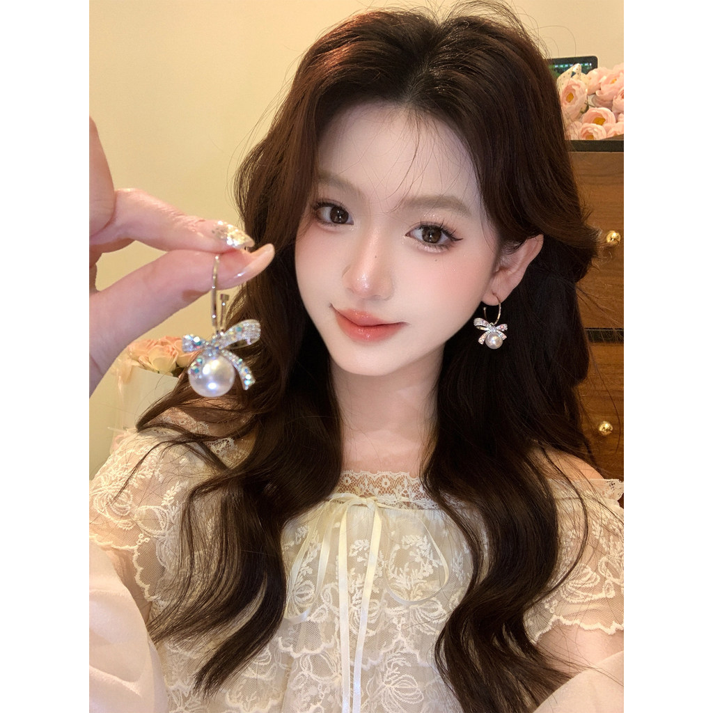 .จี้ต่างหูต่างหูต่างหู Ctype耳环 高级小新款轻耳钉2026饰耳เพทายเพทายแฟลชโบว์มุกค-รูปต่างหูต่างหูหญิงสูง20260908