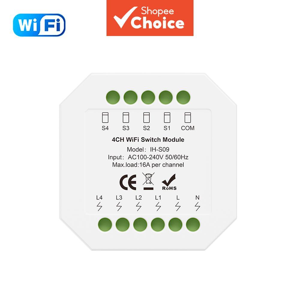 สําหรับ Tuya 4CH WiFi สมาร์ทโมดูลสวิทช์ 16A Ac100-240V ทํางานสมาร์ทชีวิตทํางานร่วมกับ Alexa พร้อมเสี