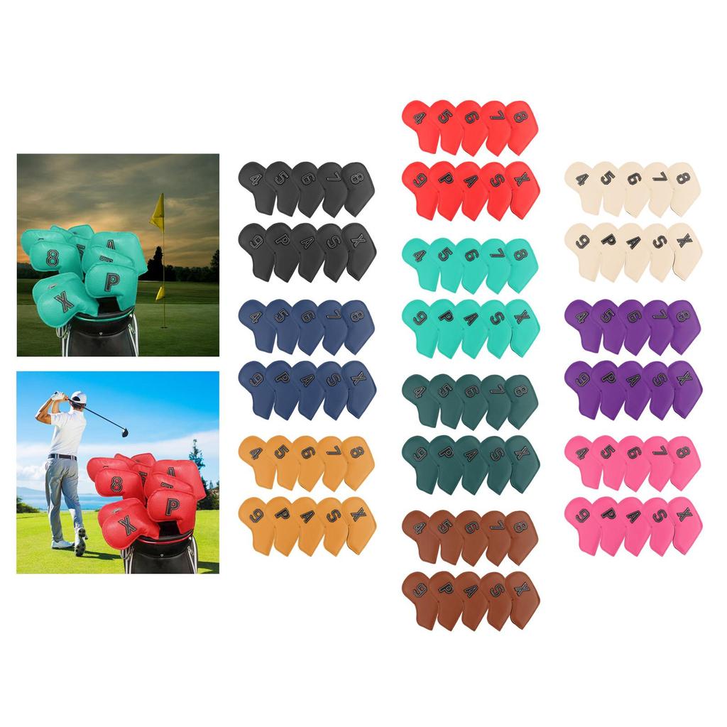 [Lszcx6l] Golf Irons Head Cover หนัง PU ชุดกันน้ํา Iron Cover Golf Protector Headcover สําหรับฝึกซ้อ