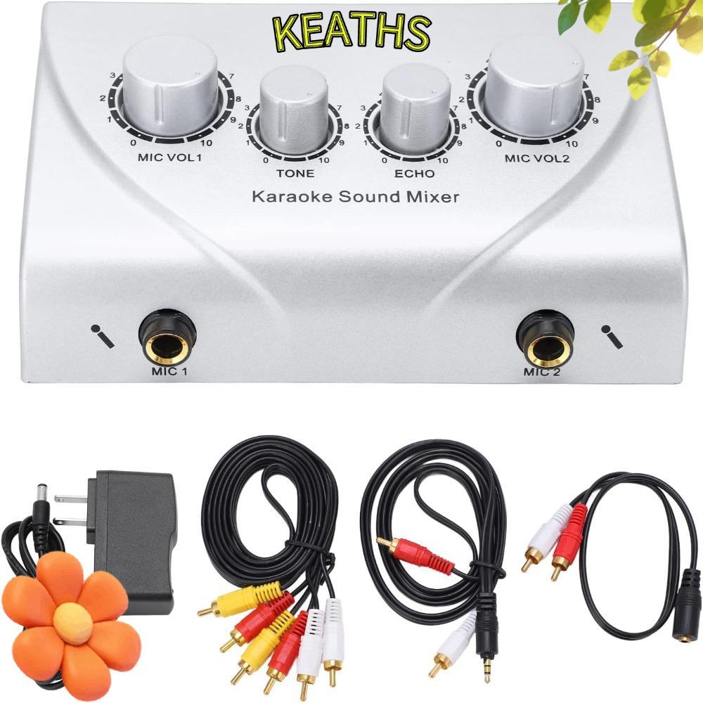 KEATHS เครื่องผสมเสียงดิจิตอล, อินพุตไมโครโฟนคู่ 2 ช่อง, ระบบ Echo Mixer, Professional Echo Control 