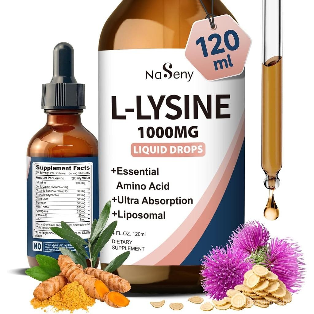 LLysine Liquid Drops Liquid Lysine 1000mg Essential Amino Acid for Lips & Oral Health & Collagen For