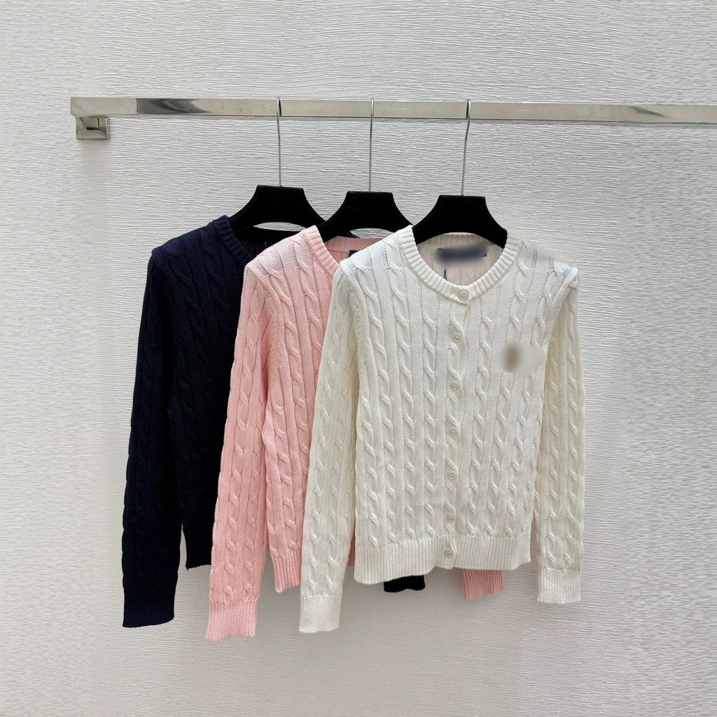RLL/* 26ต้นฤดูใบไม้ร่วงสไตล์ใหม่สีทึบรอบคอถักคาร์ดิแกนแขนยาวด้านบนผู้หญิง