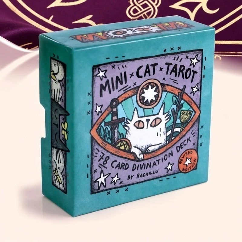 🔥พร้อมส่ง🔥【Mini Cat Tarot】2nd Edition English RWS ไพ่ทาโรต์ไรเดอร์เวท 78 Cards 11cm ฟอยล์ทอง ขอบทอง 