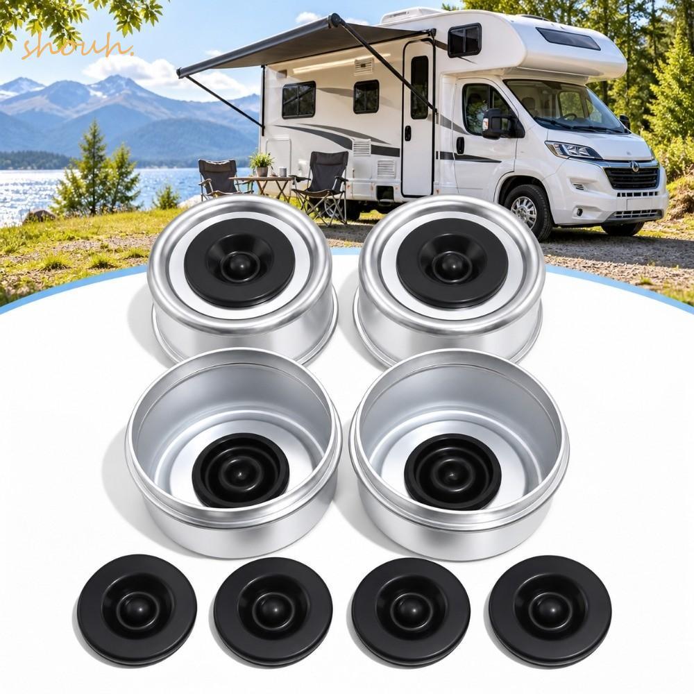 SHUH 4PCS Trailer Hub Dust Cap, พร้อมปลั๊กยาง Heavy Duty Trailer Axle Dust Cap, ทนทาน 2.44 นิ้วแบริ่