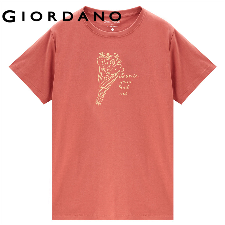 GIORDANO تيشيرت نسائي مطبوع بالزهور — صورة 3