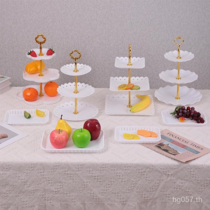 โต๊ะขนมพรรคถาดขนมถาดถาดผลไม้พลาสติกถาดผลไม้หลายชั้นขนมยืนเค้กยุโรปแต่งงานสามชั้น QZK2