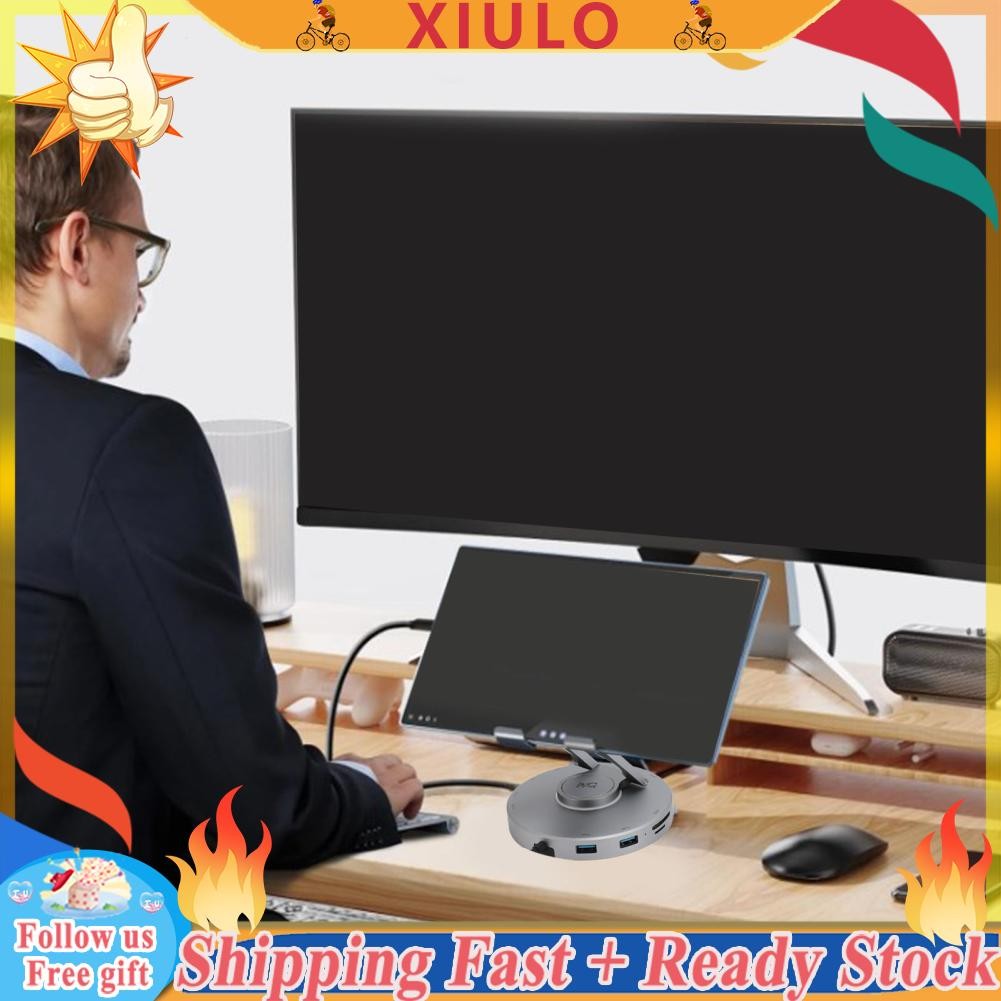 Xiulo USB C ฮับยืน 10 ใน 1 PD 100W HD TABLET TABLET TABLET FOLING สำหรับ iOS Phone 15
