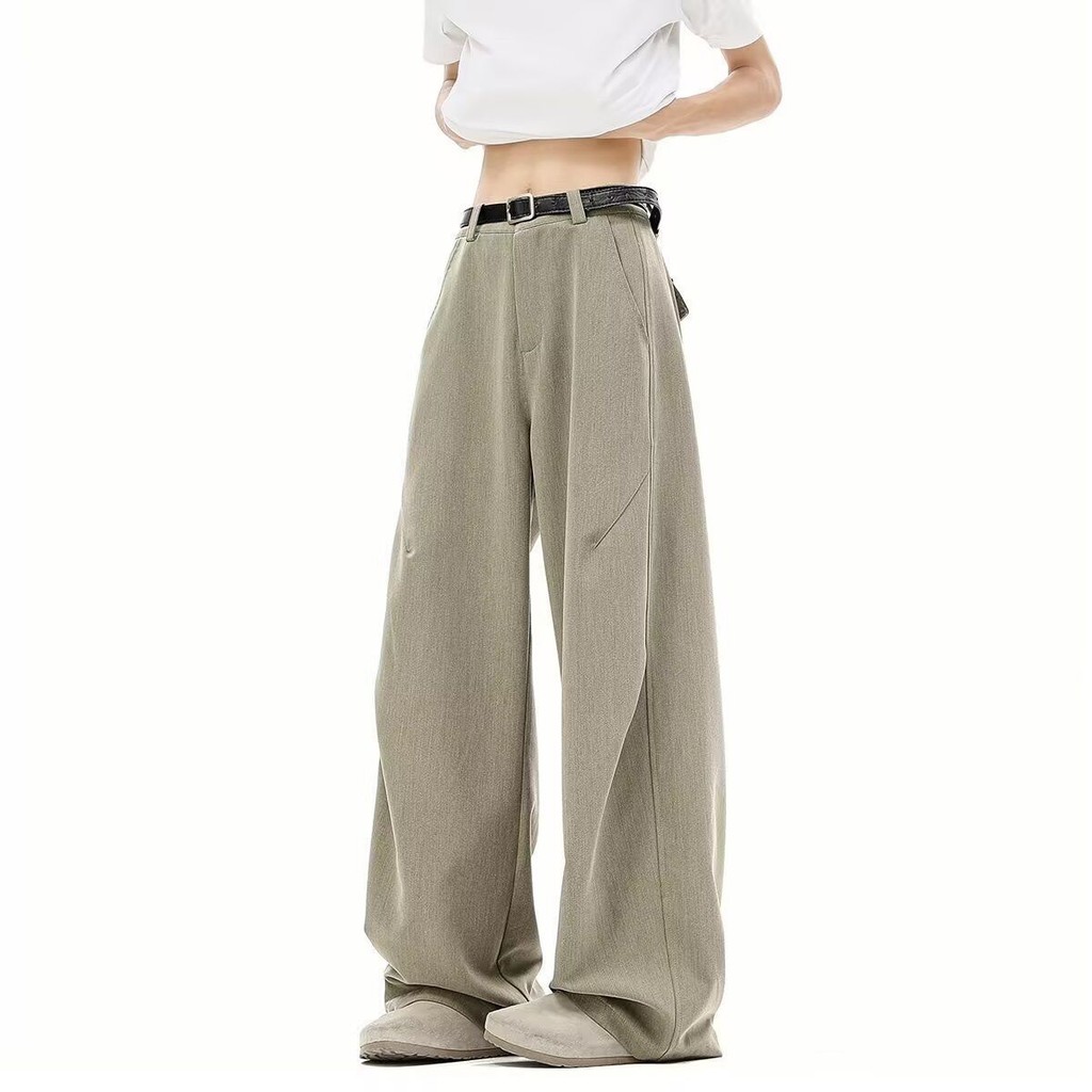 ฤดูใบไม้ร่วงหลวมกางเกงลําลองผู้ชายเกาหลีรุ่นอินเทรนด์ ทั้งหมด-จับคู่ บางสไตล์จี้รู้สึกกว้างขาชั้น-ซับกางเกงผู้ชาย