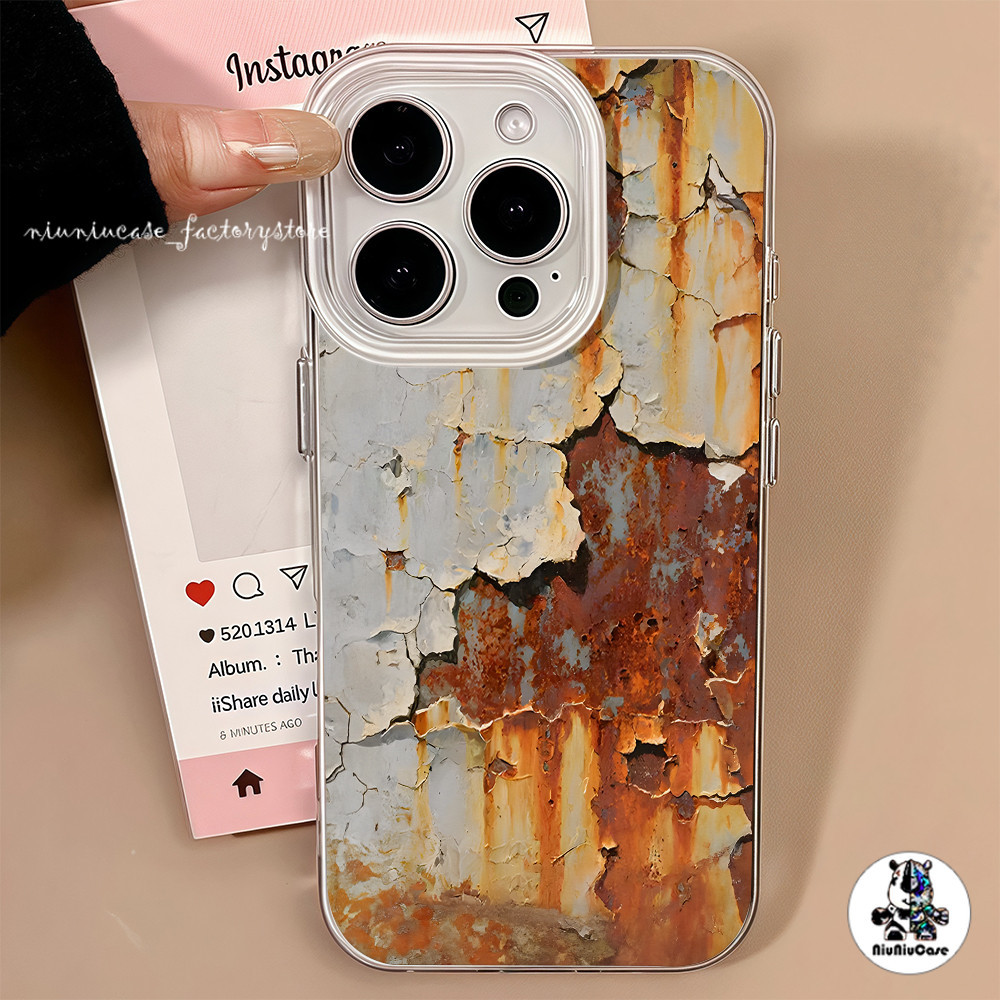 For iPhone 16 15 14 13 12 11 Pro Max XS Max X XR 8 7 15 16 Plus Case Retro สนิมจุดรูปแบบ กันกระแทก สําหรับเคสไอโฟน11