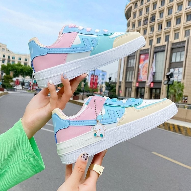 HA8 Airo Force 1 Macaron kasut low top รองเท้าบอร์ดผู้หญิง ins super hotและหลากหลายเกาหลี Ice cream 