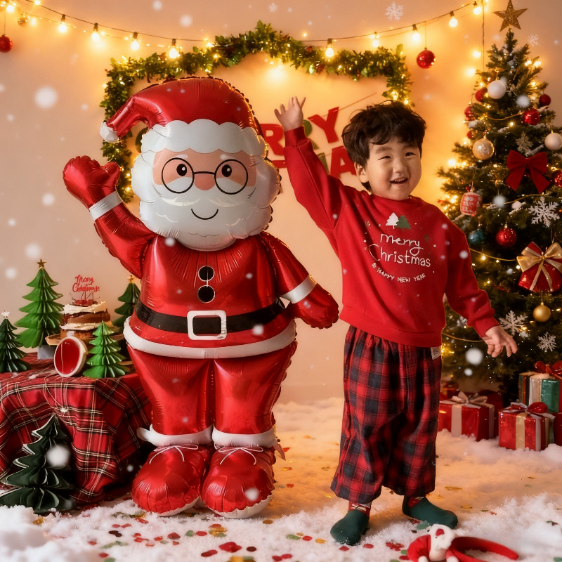 2026 ฟอยล์คริสต์มาส ลูกโป่งคริสต์มาส ของตกแต่งบ้าน 155cmต้นคริสมาส เครื่องประดับบอลลูน คริสต์มาส