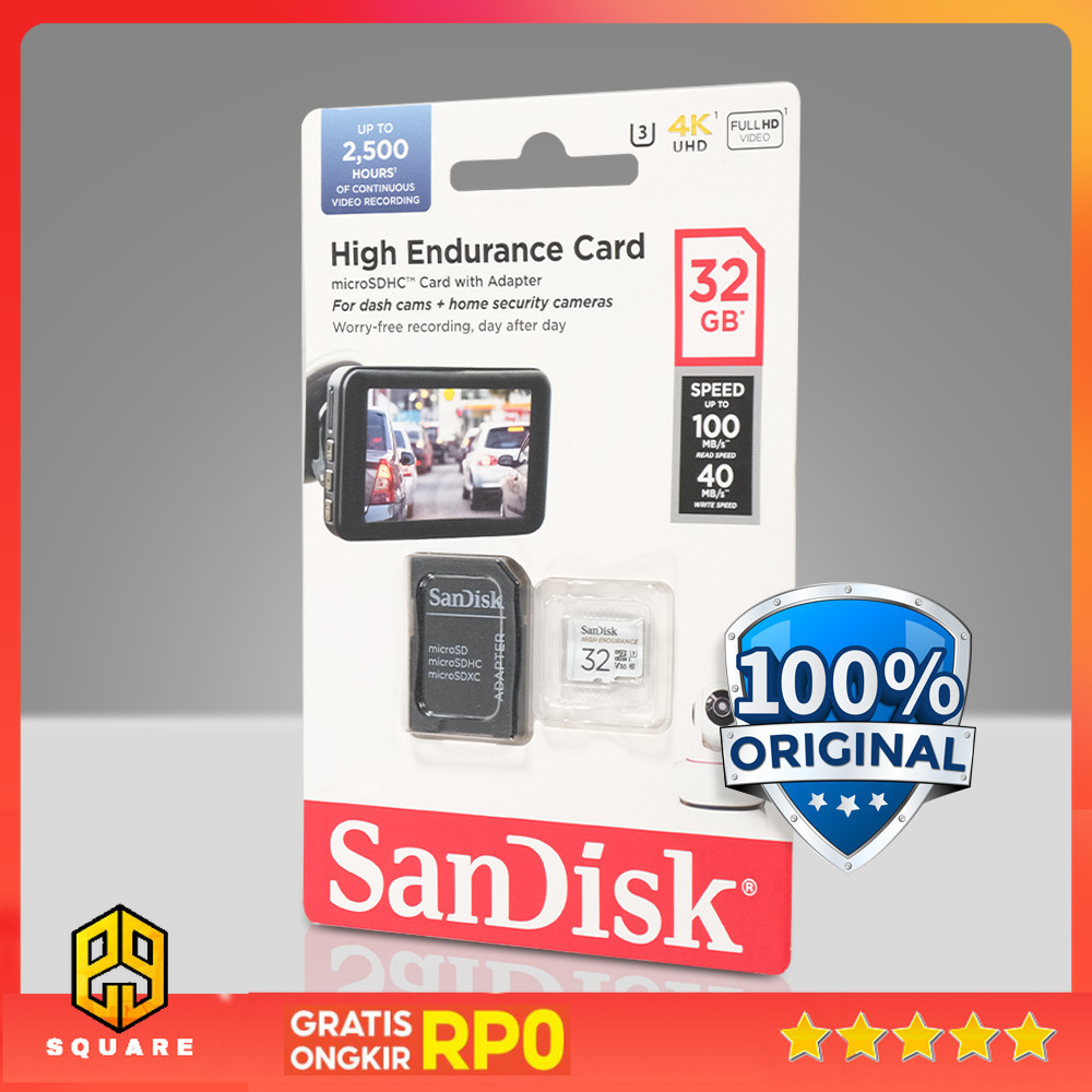 การ์ดหน่วยความจํากล้องวงจรปิด MP3 High Endurance microSD Storage UHS-I Class 10 U3 100MB/s - SDSQQNR
