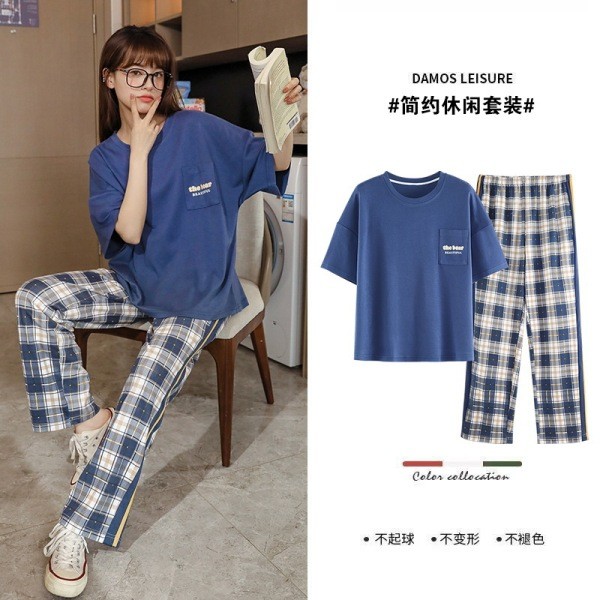 ชุดนอนมิโกะ bonnie pajamas 2023ชุดนอนผู้หญิงใหม่ฤดูร้อนฤดูใบไม้ผลิแขนสั้นชุดนอนกางเกงน่ารักสบายๆใส่ใ