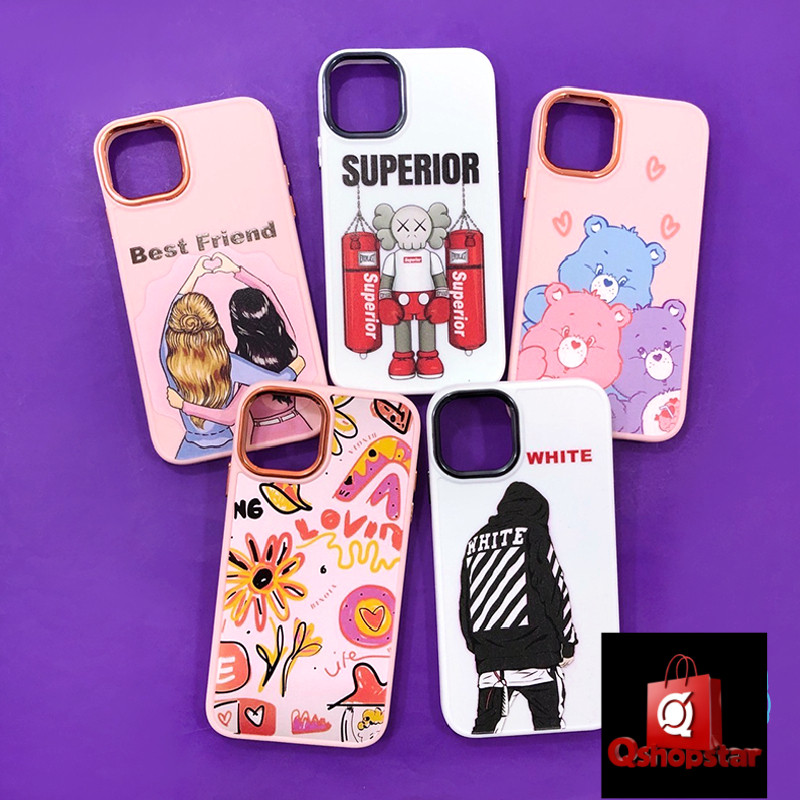 เคสไอโฟน i11 i15 i15+ i15ProMax เคสนิ่ม TPU กันเลนส์กล้องเงา ด้านหลังพิมพ์ลายการ์ตูน