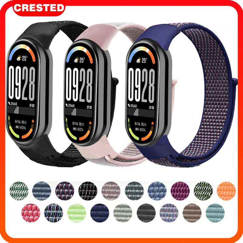 ไนล่อนห่วงสายรัดสำหรับ for Xiaomi band 10 9 8 Mi band 7 6 5 4 3 Velcro Xiaomi Mi band 8 7 6 5 4 3