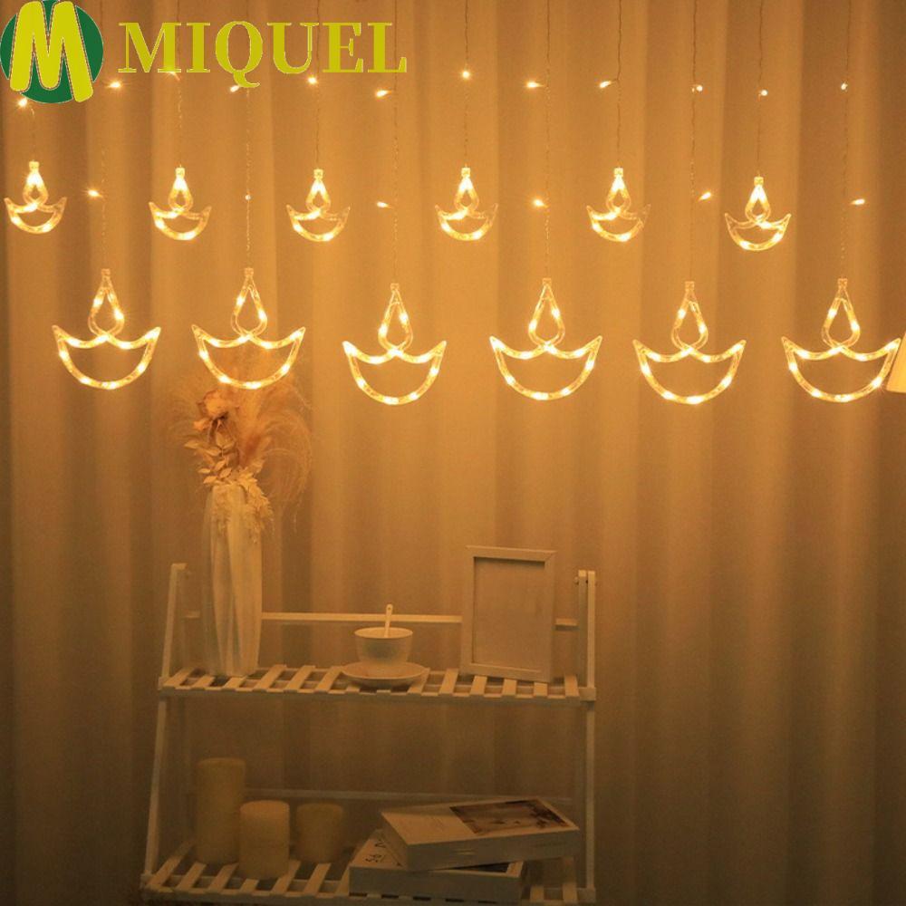 MIQUEL ผ้าม่าน, รูปหัวใจ Happy Diwali Diwali Light, คริสต์มาส USB Plug Brilliant Night LED Light Wal