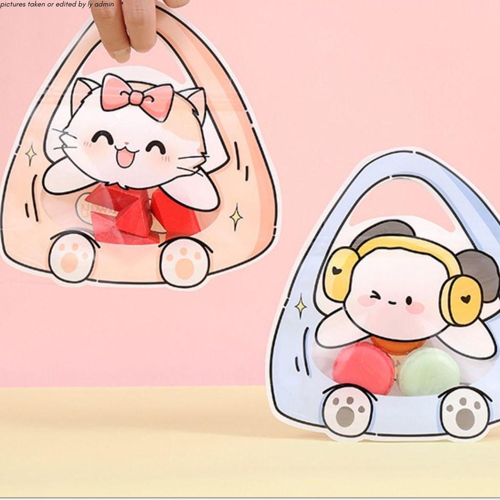 [เนื้อหา 10 แผ่น] ขนาดใหญ่ 3D ZIPLOCK BAG ตัวละครน่ารัก MOTIF Cat BAG KS