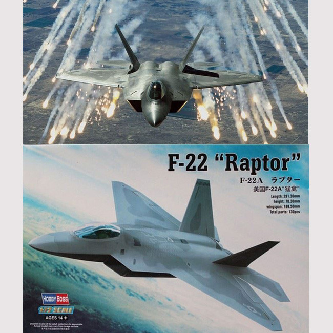 Trumpeter ประกอบเครื่องบินรุ่นของเล่น HobbyBoss 1/72 อเมริกัน F22A Raptor Fighter 80210