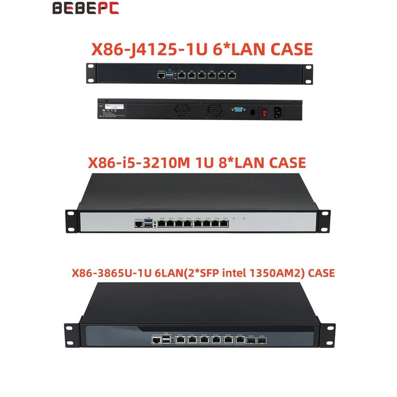 BEBEPC 1U เครื่องดับเพลิงเครือข่ายความปลอดภัยเซิร์ฟเวอร์เกตเวย์ Linux Pfsense Rackmount PC PoE i5 32