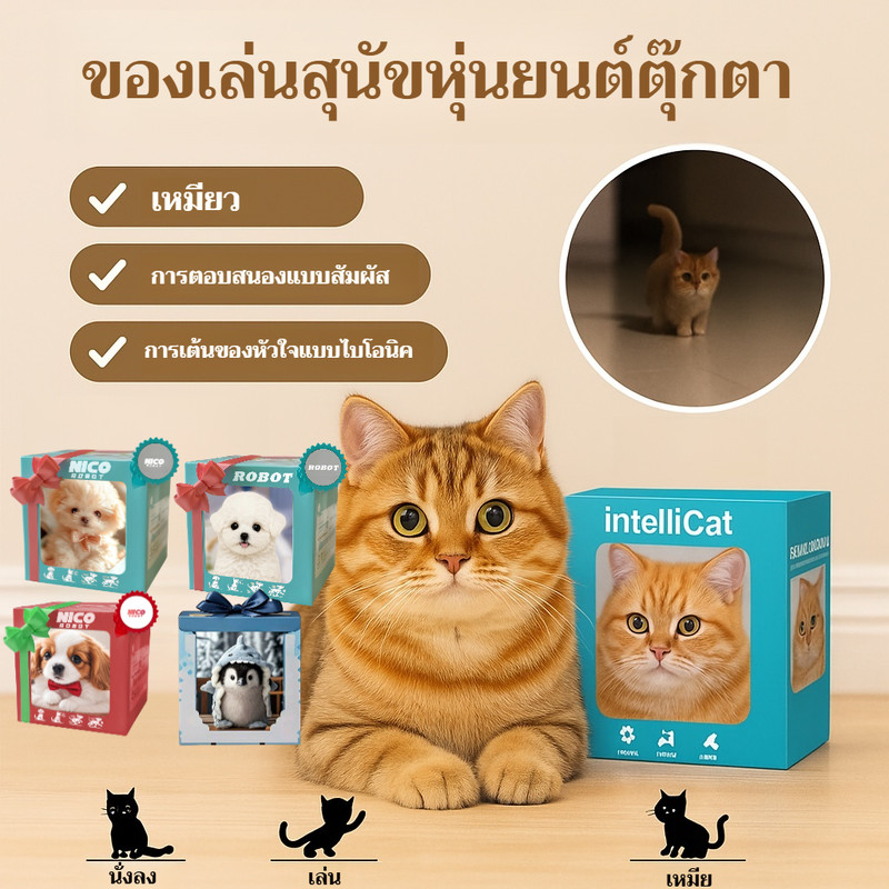 ไฟฟ้า ตุ๊กตา ของเล่นจําลอง ความปรารถนาของสัตว์เลี้ยง บรรยากาศวันหยุด ชื่นชม ของเล่นแมวจําลอง ตุ๊กตาแมวจําลอง วันเกิด ครอบครัว