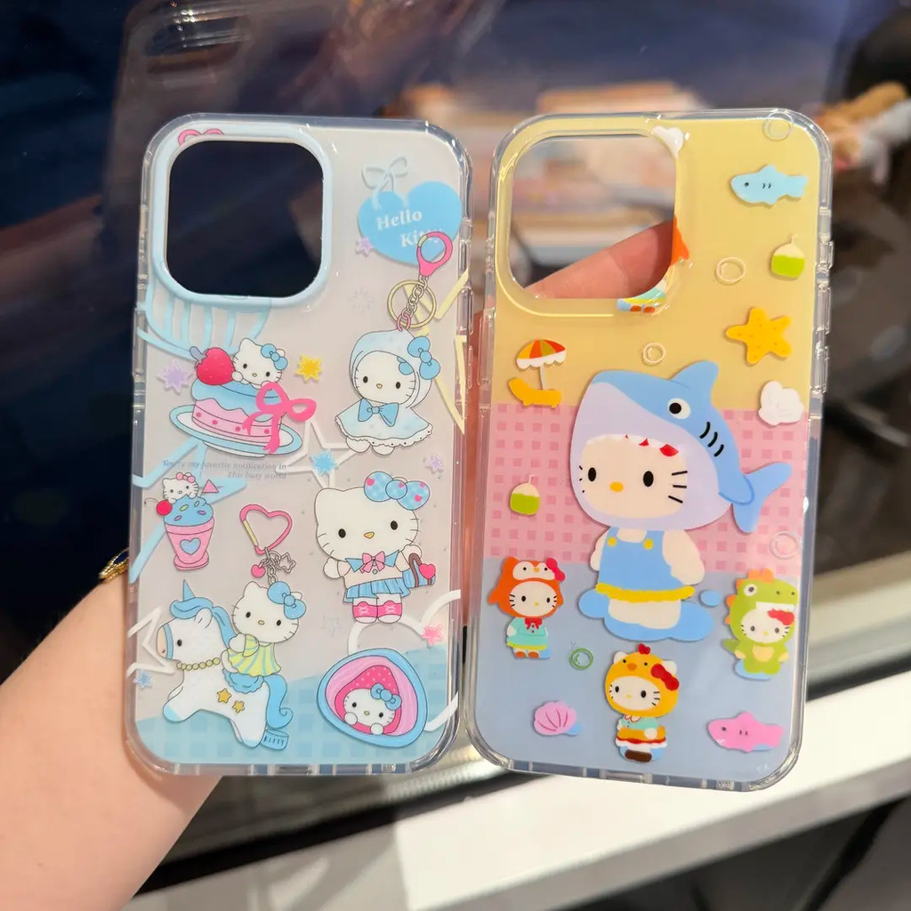 เคสไอโฟน13 ลูกแมวสวมหมวกฉลามน่ารัก น่ารักและทันสมัย สำหรับ IPhone 13 11 12 Pro Max 12 11 Pro 14 15 16 Pro Max 14 15 Plus