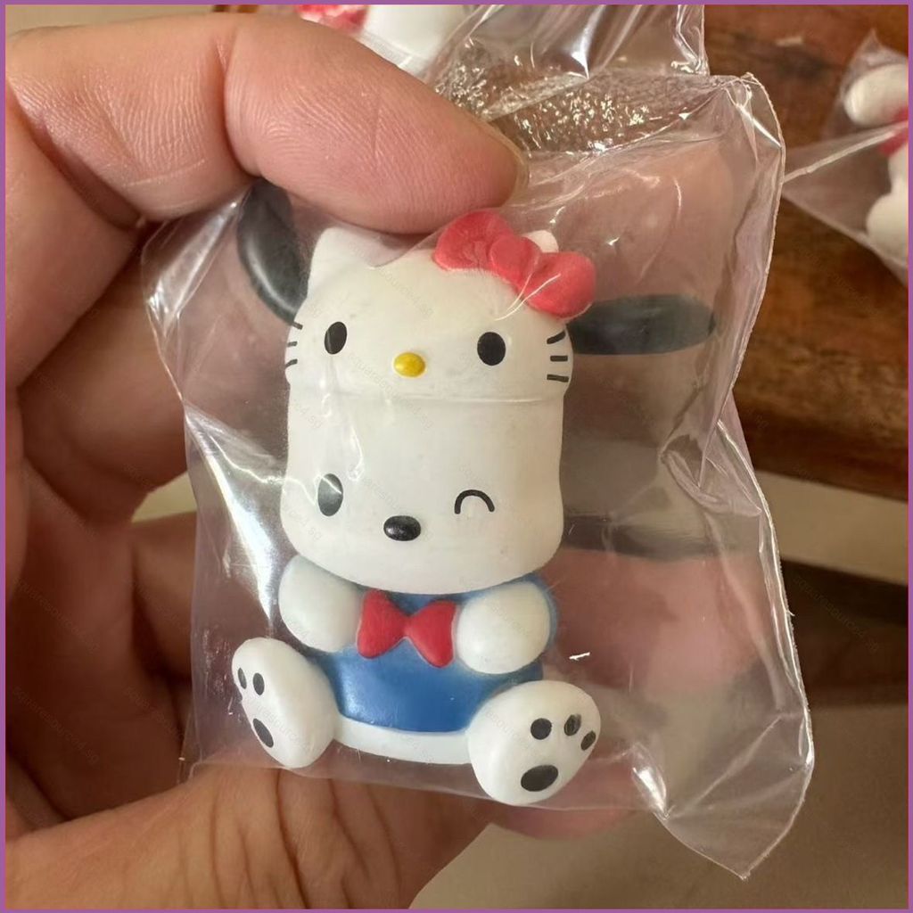SQ4 4 ชิ้น Sanrio Hello Kitty ครบรอบ 50 ปี Cinnamoroll Action Figure เครื่องประดับของขวัญสําหรับเด็ก