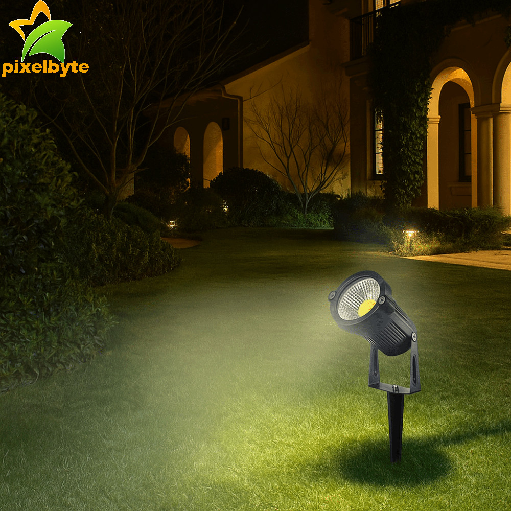 PIXELBYTE ไฟสนามหญ้า LED,อลูมิเนียม 3/5W Landscape Spike Spotlight, Greening Light กันน้ําประหยัดพลั