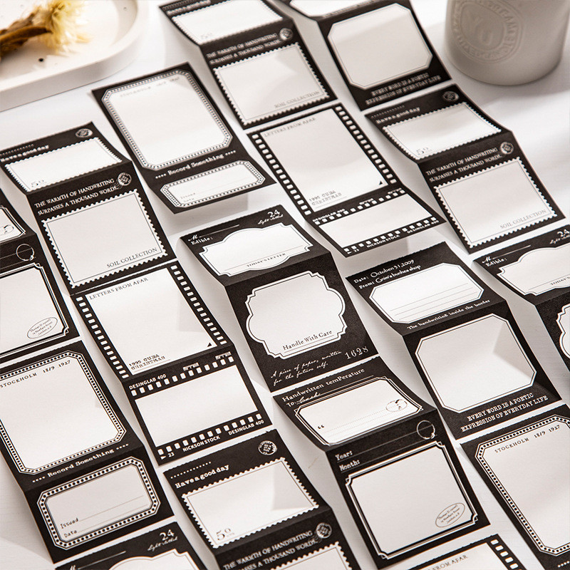 ไดลี่|50แผ่นในสีดําสีขาวหมายเหตุBaotou Notepad Retro Borderวัสดุสติกเกอร์คู่มือตกแต่งฐานข้อความกระดาษคู่มือสติกเกอร์หมายเหตุ - รูปที่ 2