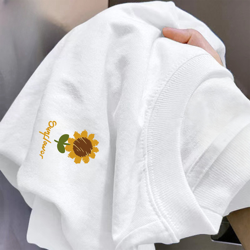 🌻ChillTee🌻เสื้อยืดผู้หญิงOversizedผ้าCOTTONโคตรนุ่มเกาหลีสไตล์ มินิมอล เสื้อยืดผู้หญิง ไม่ต้องรีด“Sunflower”【COD】