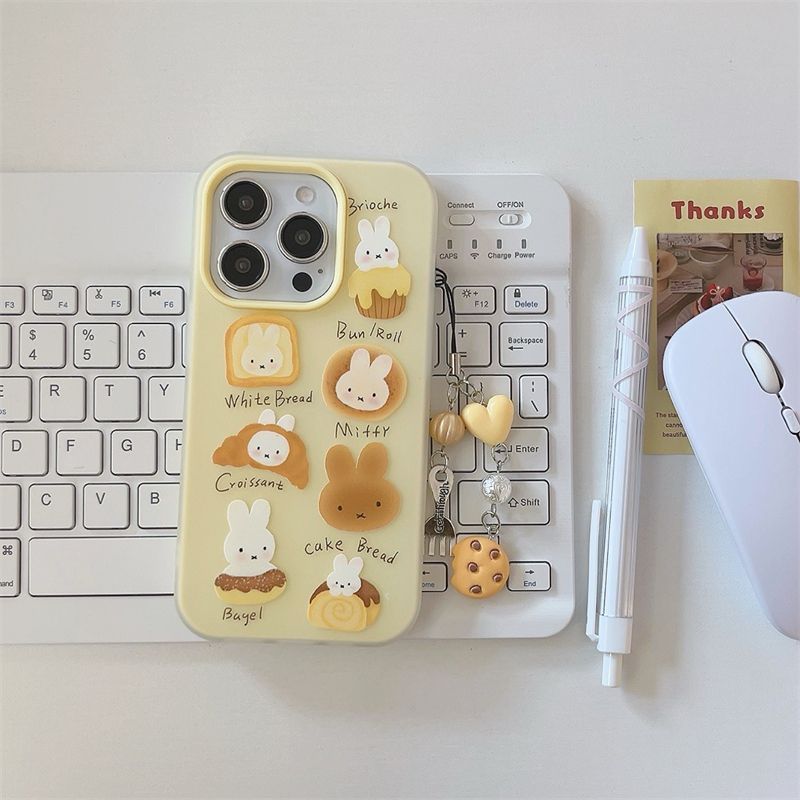 ขนมปัง Miffy เหมาะสําหรับ Samsung s25fe เคสโทรศัพท์ s25ultra Soft s23/s24fe Jelly Two-in-One s24plus Creative Shock-proof s21+Female a14/a54/a71/a22/a73/a06