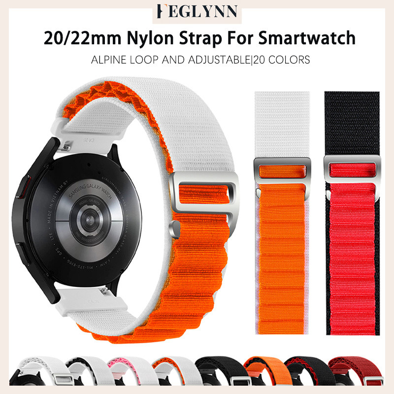 20 มม. 22 มม. Alpine Loop อุปกรณ์เสริมสายรัดไนลอนอ่อน for Samsung Galaxy Watch FE 7/Redmi Watch 5 Active//Amazfit bip 6