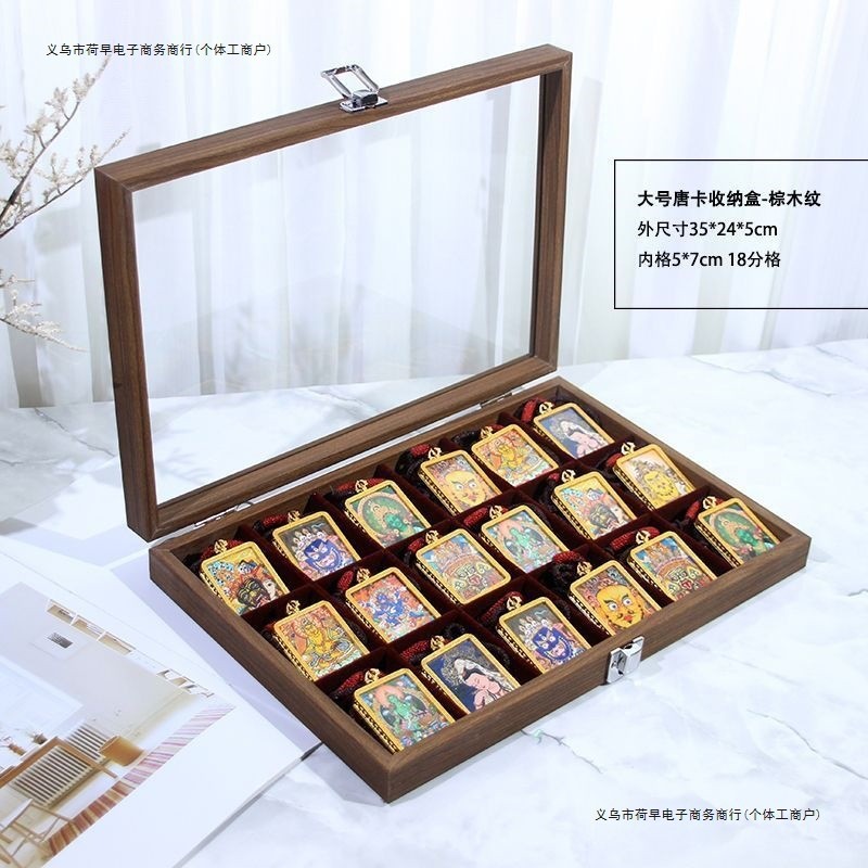 Hot Sale#Thangka Storage Box Zakiram Buddha Amulet Collection Display Box with Lid Dustproof Lighter