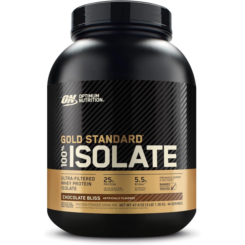 Optimum Nutrition Gold Standard 100% Isolate, โปรตีนผง, ช็อกโกแลต Bliss, 3 ปอนด์, 44 เสิร์ฟ เวย์โปรต