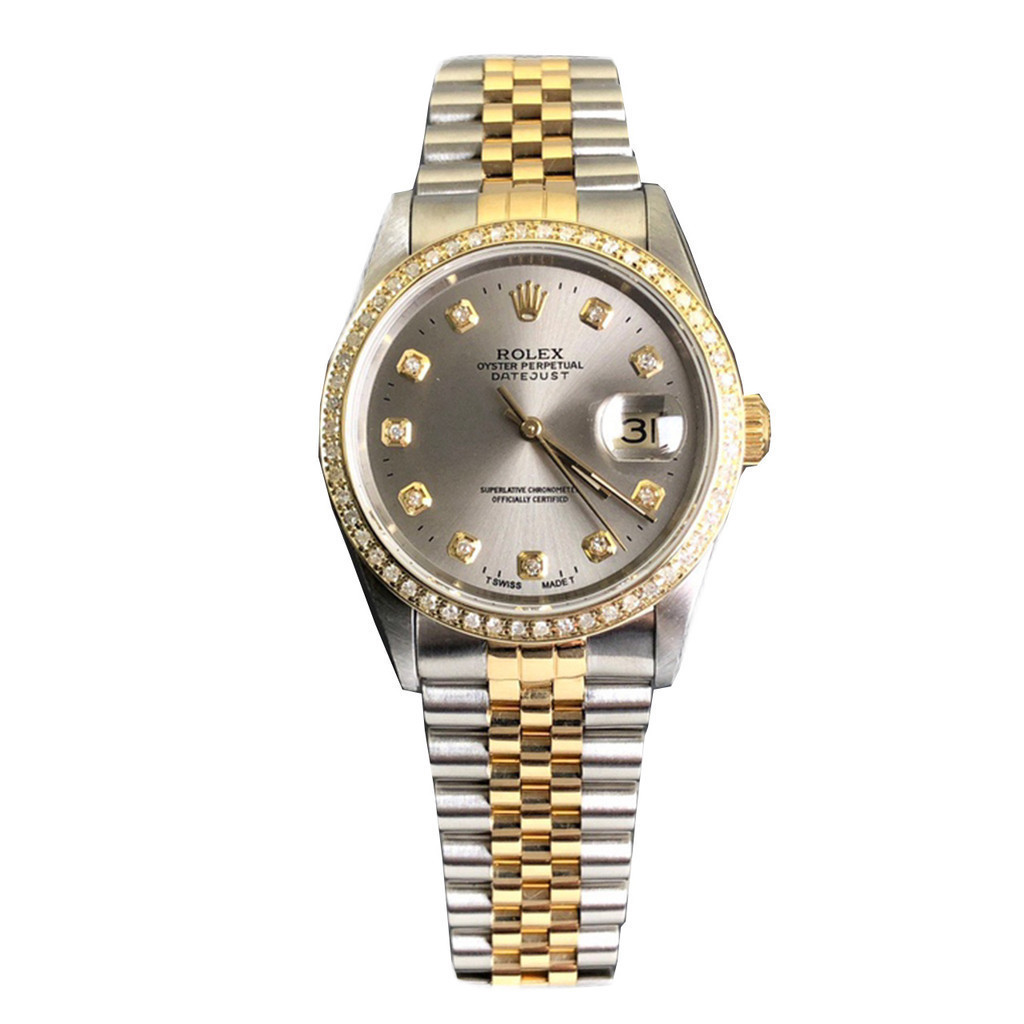 Rolex Rolex Log Type Series 16233 สีเทาเงินระหว่างหน้าปัด Gold Diamond นาฬิกากลไกอัตโนมัติผู้ชาย
