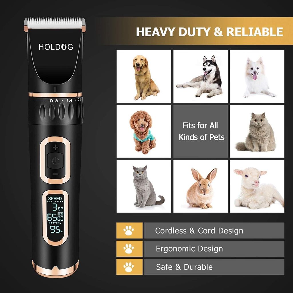ปัตตาเลี่ยนสุนัข Professional Heavy Duty Grooming Clipper 3 ความเร็วเสียงต่ํา High Power ชาร์จเครื่องมือสัตว์เลี้ยงไร้สายสําหรับสุนัขขนาดเล็กและใหญ่แมวสัตว์เลี้ยงหนาเสื้อ - รูปที่ 2