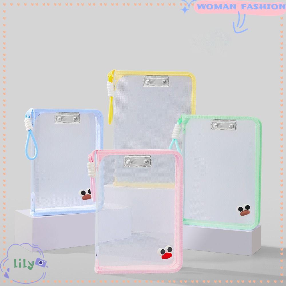 LILY Storage Organizer Bag, A4 Transparent Zipper File Bag, Large Capacity Multifunctional Space Sav