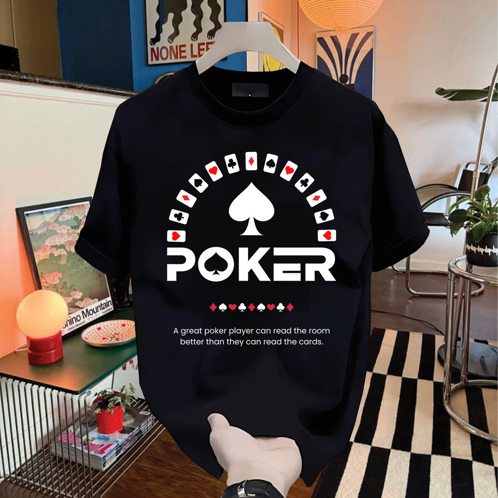 KATUN | เสื้อยืดโป๊กเกอร์ Unisex สีดําสุดเท่ | เสื้อยืดโป๊กเกอร์ Casino Card Spades | ผ้าฝ้ายรวม 24s