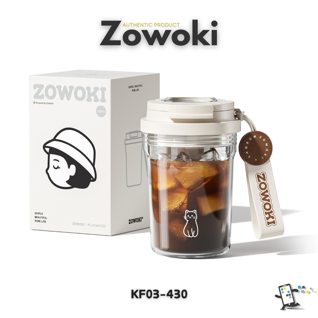 Zowoki KF03-430 กระบอกน้ำ แก้วกาแฟ เกรดพรีเมี่ยม ความจุ 430 ml.