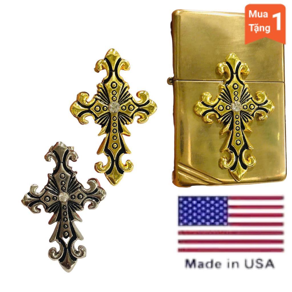สติ๊กเกอร์ Zip po ตกแต่ง Eblem พร้อมธีม Cross วัสดุ Solid Brass สินค้าอเมริกันมาตรฐาน