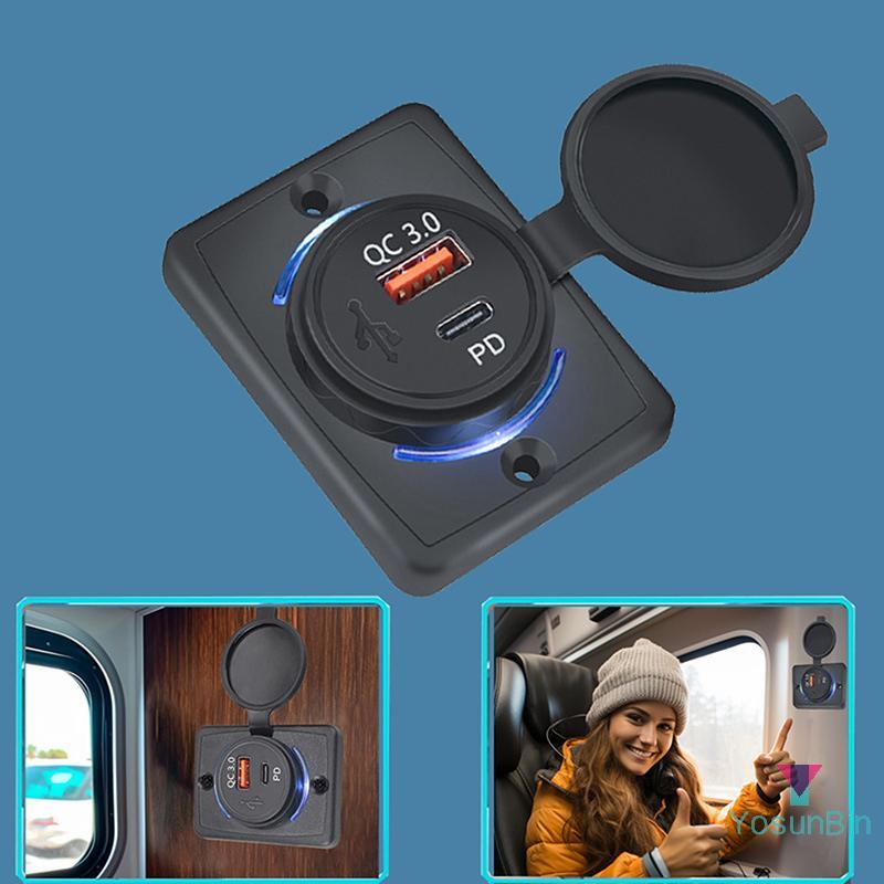 YosunBin] B21PD QC+PD/ B21 A+C 3.1A Car Charger Dual USB Adapter ทรงกลมกันน้ํา Soaccket Power Adapte