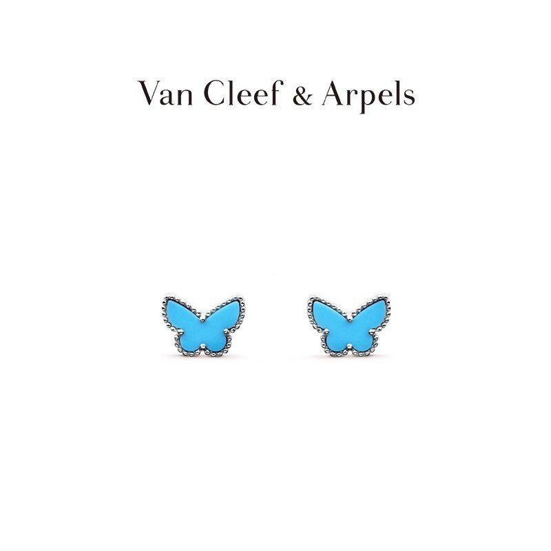 Vca/Montblanc Butterfly Series K Gold Turquoise Earings - Perfect Gift Set with Box